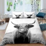 Parure de lit dcorative pour lit avec housse de couette sur le thme de la vache des highlands animaux ...