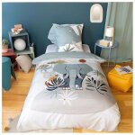 Parure de lit lphant 140x200 cm enfant ? housse de couette + 1 taie d?oreiller 63x63 cm? thme animaux ...