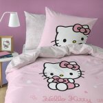 Parure de lit enfant 100% coton - hello kitty cute - rose - 140x200 + 63x63cm