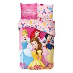 Parure de lit enfant 100% coton princesses disney lit 1 place housse de couette 140x200 cm taie doreiller ...