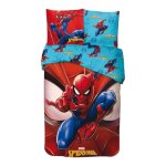 Parure de lit enfant 100% coton spiderman marvel lit 1 place housse de couette 140x200 cm taie doreiller ...