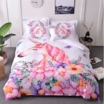 Parure de lit enfant filles 140x200 parure de lit arc - en - ciel adolescent bb rose housse de couette ...