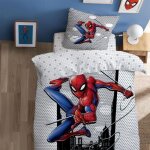 Parure de lit enfant - spiderman - hero - 100% coton - gris - 140x200 cm