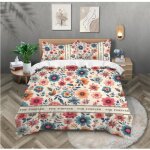 Parure de lit fleurs color�es parure de lit 90x190 enfant gar�on fille adulte floral housse de couette ...