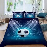 Parure de lit football 140x200cm 1 personne ultra doux sport foot housse de couette en microfibre enfant ...