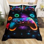 Parure de lit gamer 135 x 200 cm avec 2 taies 65x65 cm pour enfants garons et adolescents housse de ...