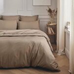 Parure de lit - haute qualit - 5 pices - 100% coton - 140x190 cm - marron