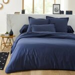 Parure de lit - haute qualit� - 5 pi�ces - 100% coton - 160x200 cm - bleu