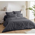 Parure de lit - haute qualit� - 5 pi�ces - 100% coton - 160x200 cm - gris