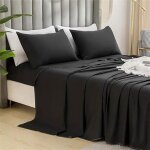 Parure de lit - haute qualit� - 5 pi�ces - 100% coton - noir - 160x200 cm