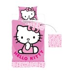 Parure de lit - hello kitty - 140x200cm - housse de couette rversible - microfibre - rose