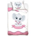 Parure lit housse de couette r�versible elephant its a girl kids 100% coton pour b�b� 100 � 135 cm