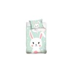 Parure lit housse de couette r�versible rabbit 100% coton pour b�b� 90 x 120 cm lapin
