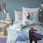 Parure de lit imprime 100% coton, disney home frozen sisters 140x200 + 63x63cm