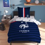 Parure de lit imprim�e 100% coton - fff rayures - bleu - 140x200 + 63x63cm