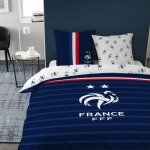 Parure de lit imprim�e 100% coton - fff rayures - bleu - 240x220 + 2 taies 63x63cm