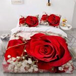 Parure de lit imprimée 3d - rose rouge - housse de couette romantique - rose - pour fille et adulte - ... Parure de lit imprimée 3d - rose rouge - housse de couette romantique - rose - pour fille et adulte - ...