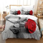 Parure de lit imprimée 3d - rose rouge - housse de couette romantique - pour fille et adulte - décoration ... Parure de lit imprimée 3d - rose rouge - housse de couette romantique - pour fille et adulte - décoration ...