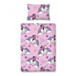 Parure de lit junior - disney minnie mouse - rose - licorne - 120x150 cm
