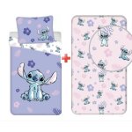 Parure de lit lilo & stitch 100% coton - housse de couette 140x200 cm + taie doreiller 65x65 cm + drap ...