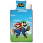 Parure de lit - mario bros - mario et luigi - microfibre - 1 housse de couette 140 x 200 cm + 1 taie ...