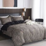 Parure de lit marron de motif feuilles tropicales 1 x housse de couette 200x200 cm 2 personnes et 2 x ...