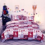 Parure de lit en microfibre  motif patchwork de nol (housse de couette 220 x 240 cm et 2 taies doreiller ...