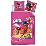 Parure lit - miraculous ladybug - housse de couette 140x200 cm - microfibre - multicolore