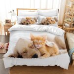 Parure de lit motif chat 200x200cm - avec housse de couette et taie doreiller - motif chat en 3d - pour ... Parure de lit motif chat 200x200cm - avec housse de couette et taie doreiller - motif chat en 3d - pour ...