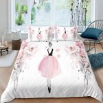 Parure de lit - mouton maison deco - fille et fleurs roses cr�atives - rose blanc noir gris - microfibre ...