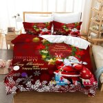 Parure de lit de nol - avec housse de couette nol et 2 taies doreiller - 140 x 200 cm - motif pre ...