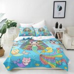 Parure de lit ocan princesse sirne housse de couette 140x200cm avec 2 taies doreiller 75x50cm literie ...