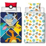 Parure de lit - pokemon - starter evolution ii - microfibre - 1 housse de couette 140 x 200 cm + 1 taie ...