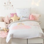 Parure de lit princesse - atmosphera - 140 x 200 cm - coton - blanc beige