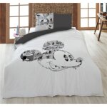 Parure de lit r�versible - aymax - disney - mickey mouse - 135x200 cm - rouge gris fonc�