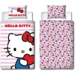 Parure de lit rversible - hello kitty - microfibre - 1 housse de couette 140 x 200 cm + 1 taie 63 x ...