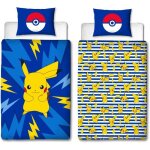 Parure de lit r�versible - pokemon - pikachu iv - microfibre - 1 housse de couette 140 x 200 cm + 1 taie ...