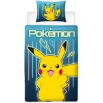Parure de lit r�versible - pokemon - pikachu laser - microfibre - 1 housse de couette 140 x 200 cm + ...