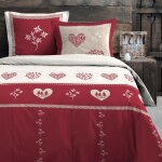 Parure de lit style montagne chaleureuse rouge 240x220 cm
