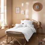 Parure de lit unie 1 personne 100% coton - matt & rose - gaze de coton - blanc - 140x200 + 63x63 cm