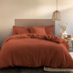 Parure de lit unie 2 personnes en lin - matt & rose - passion lin - rouge sienne - 260x240 + 2x50x70 ... Parure de lit unie 2 personnes en lin - matt & rose - passion lin - rouge sienne - 260x240 + 2x50x70 ...