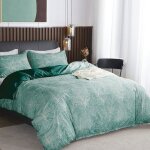 Parure de lit verte de motif feuilles tropicales 1 x housse de couette 140x200 cm 1 personne et 1 x taie ...