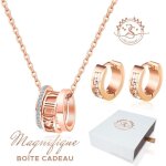 Parure raffinée collier et boucles doreilles time baignés dans lor. boîte à bijoux offerte. idée cadeau ... Parure raffinée collier et boucles doreilles time baignés dans lor. boîte à bijoux offerte. idée cadeau ...