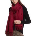 Pashmina chle charpe femme etole mariage hiver chaude foulard avec gland rouge