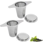 Passoire � th� - 2 pi�ces - filtre � th� en acier inoxydable - avec poign�e et �gouttoir - filtre pour ...