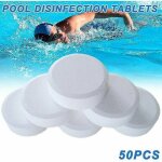 Pastilles de chlore pour piscine - 50 comprims - anti - algues eau claire - facile utiliser (1 comprim ...