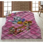Pat patrouille rose couette enfant matelass�e imprim�e r�versible couverture pour lit 1 place