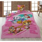 Pat patrouille rose parure de lit enfant imprim�e r�versible 100% coton housse de couette 140x200 cm ...