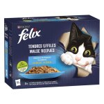 P�t�e pour chat - felix - case - 12471620 - tendres effil�s en gel�e - s�lection de poissons - lot de ...