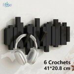 Patere porte manteau porte manteau mural bois 6 crochets rabattables pour entr�e chambre salle de bain ...